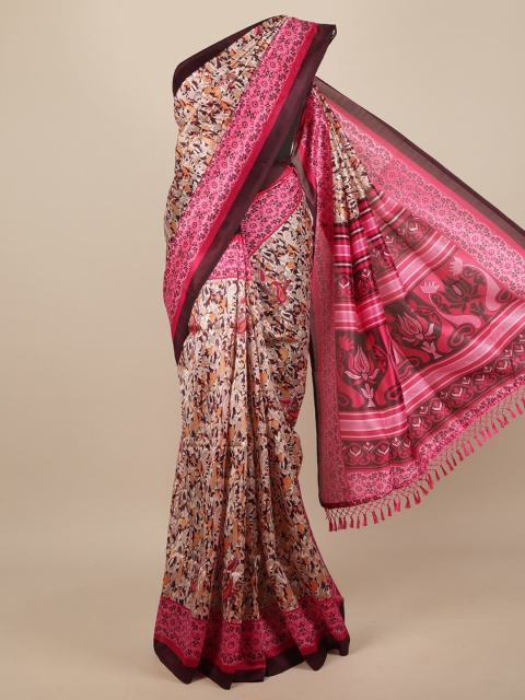 

Pothys Pink & Purple Floral Printed Saree