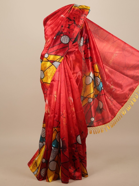 

Pothys Red & Yellow Geometric Printed Saree