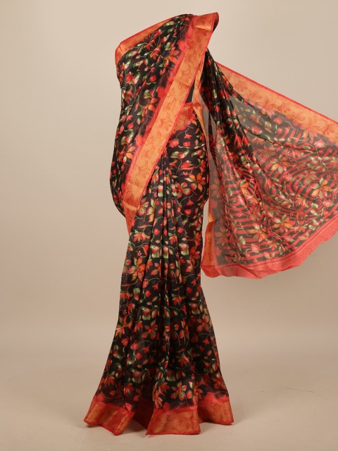 

Pothys Black & Pink Floral Printed Saree