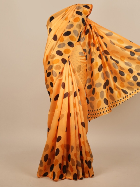 

Pothys Orange & Brown Polka Dots Printed Saree