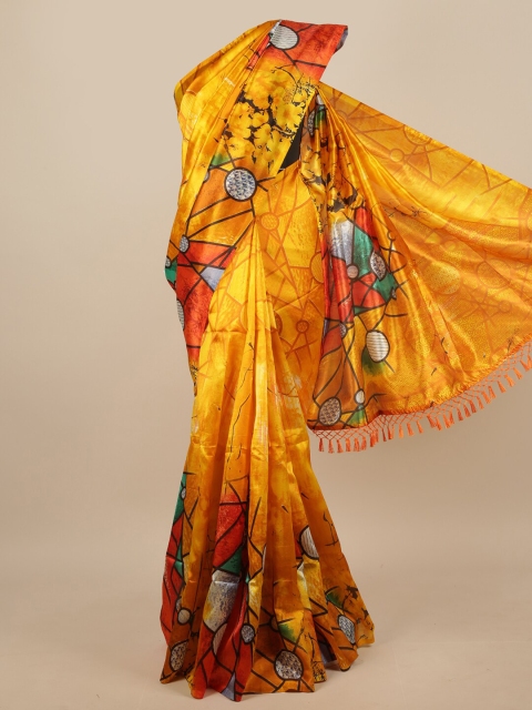 

Pothys Yellow & Multicoloured Abstract Printed Saree