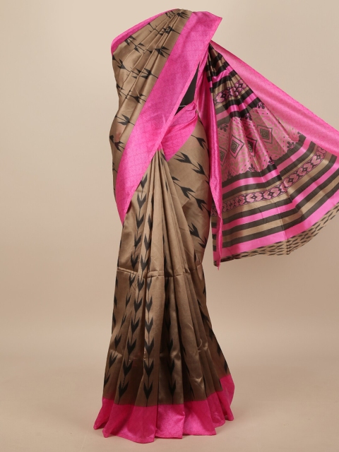 

Pothys Women Brown & Pink Printed Saree