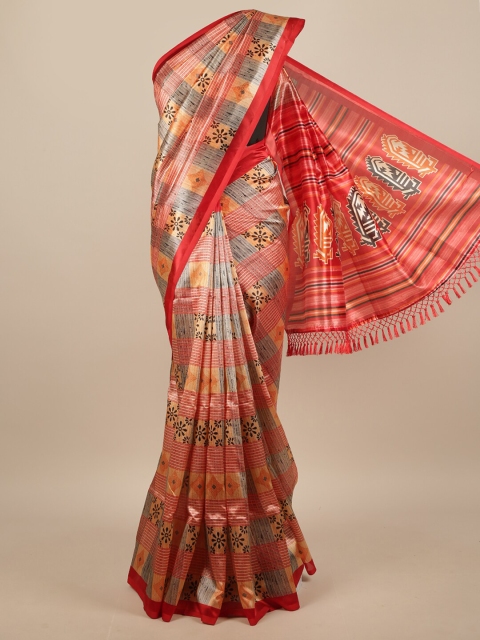 

Pothys Women Red & Grey Printed Saree