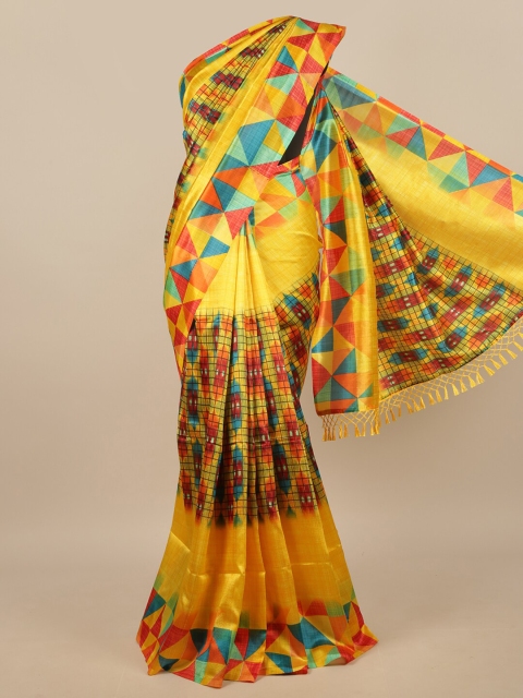 

Pothys Women Yellow & Multi-Coloured Printed Saree
