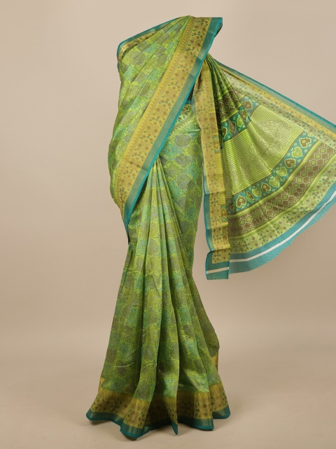 

Pothys Green & Yellow Ethnic Motifs Saree