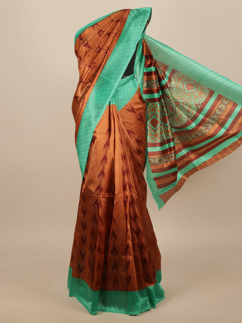

Pothys Brown & Green Ethnic Motifs Saree