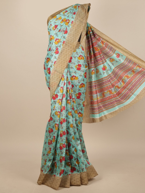 

Pothys Green & Red Floral Printed Saree