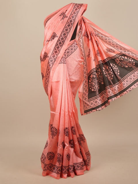

Pothys Pink & Black Floral Printed Saree