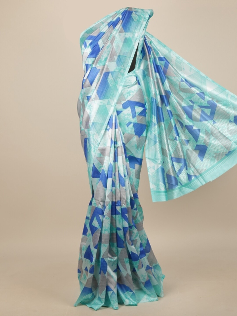 

Pothys Sea Green & Blue Abstract Printed Saree
