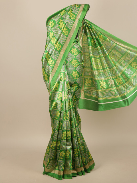 

Pothys Green & Beige Floral Printed Saree
