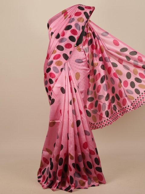 

Pothys Pink & Multicoloured Polka Dots Printed Saree