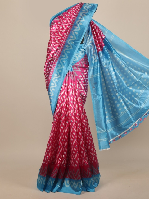 

Pothys Women Pink & Blue Printed Saree