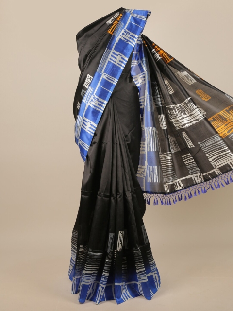 

Pothys Black & Blue Abstract Printed Saree