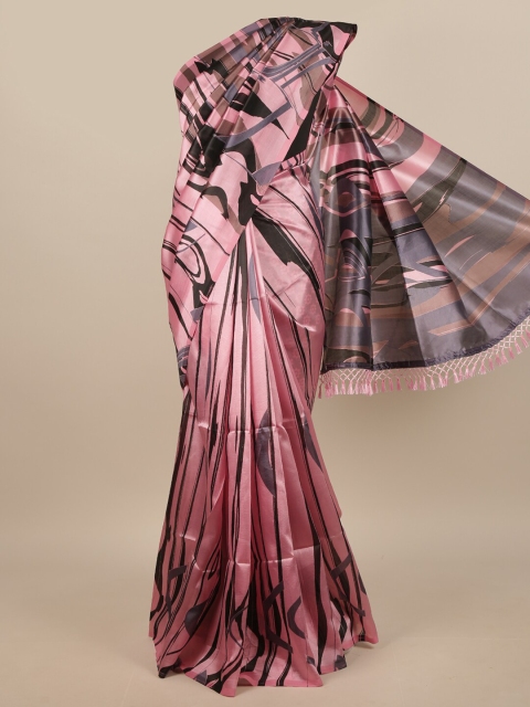 

Pothys Women Pink & Black Printed Saree