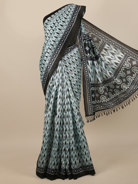 

Pothys Women Blue & Black Printed Saree