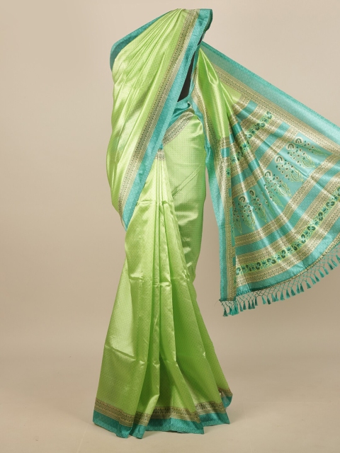 

Pothys Green & Blue Cotton Blend Ethnic Motifs Printed Saree
