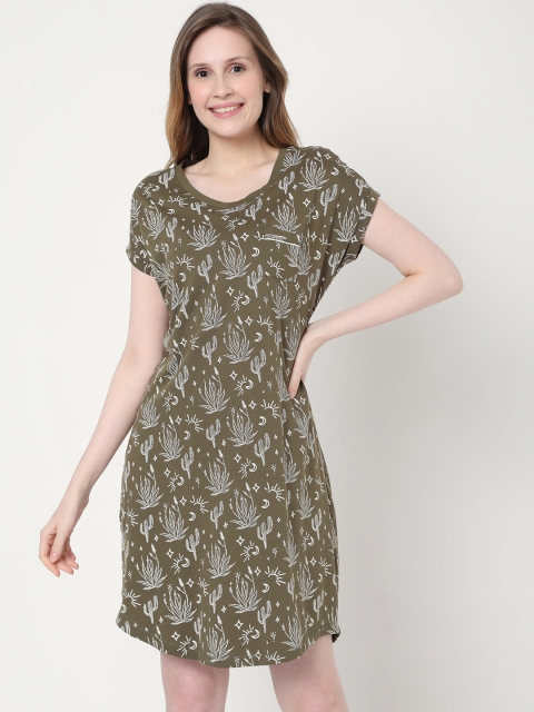 

Vero Moda Olive Green A-Line Dress