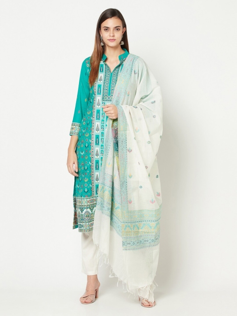 

Safaa Women Sea Green Zari Design Unstitched Suit Set