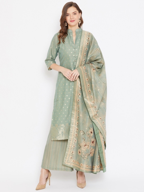 

Safaa Sea Green & Gold-Toned Unstitched Dress Material
