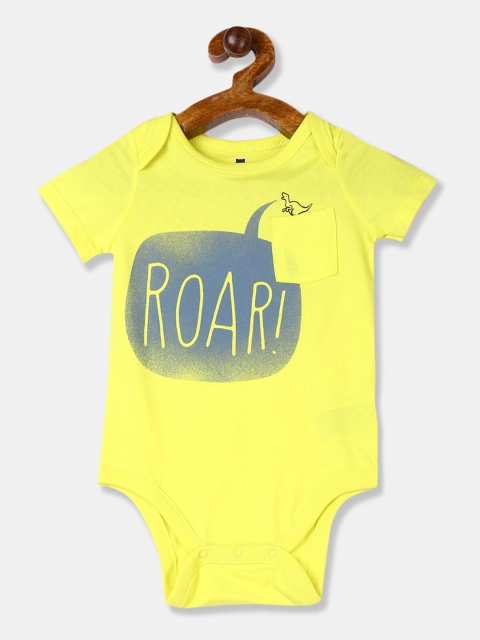 

GAP Infant Boys Yellow Patch Pocket Crew Neck Graphic Pure Cotton Bodysuit