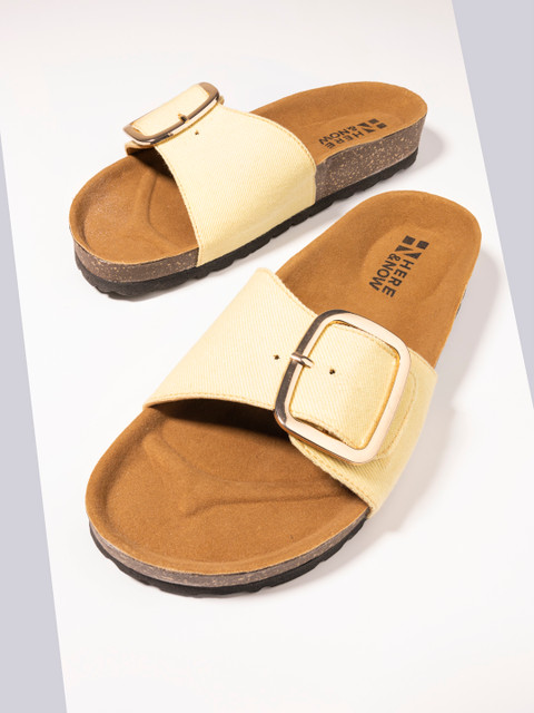 

HERE&NOW Women Yellow & Brown Textured Flats