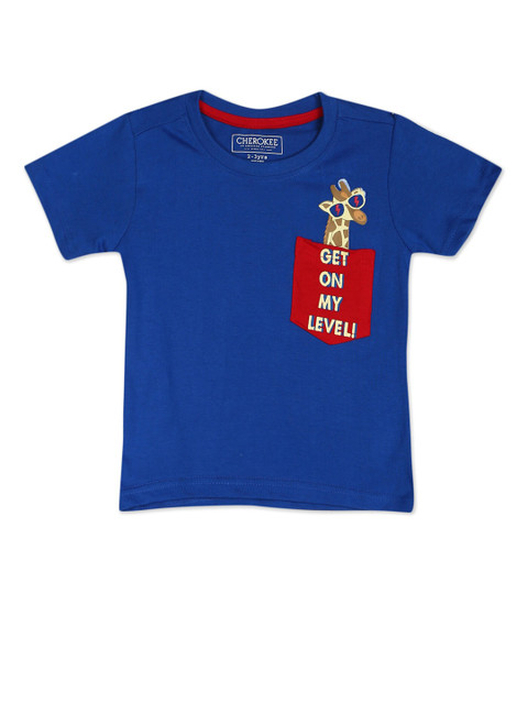 

Cherokee Boys Blue & Red Typography Printed Pockets T-shirt