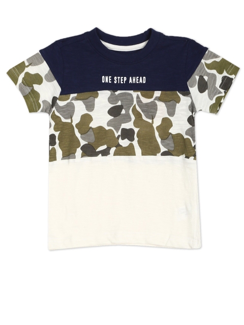 

Cherokee Boys Off White and Olive Green Camouflage Printed T-shirt