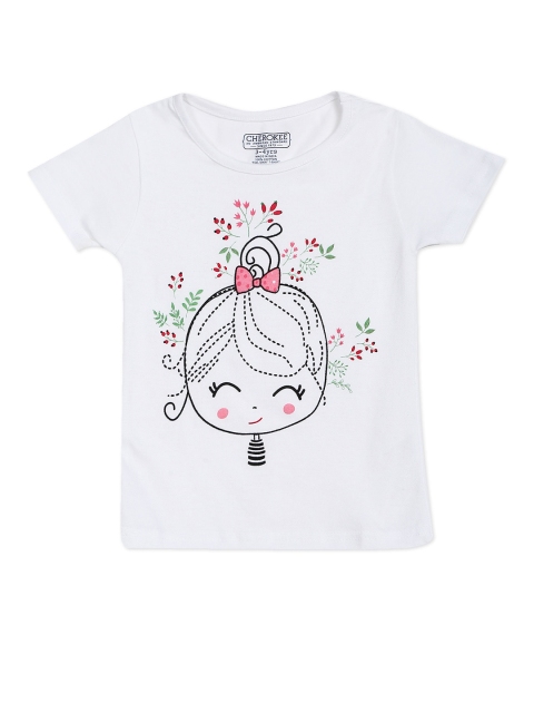 

Cherokee Girls White Floral Printed Cotton T-shirt