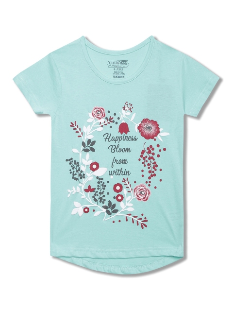 

Cherokee Girls Mint Printed T-shirt, Blue