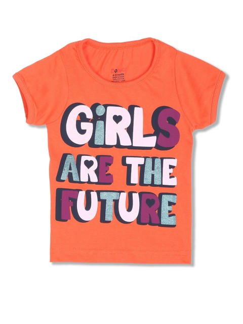 

Cherokee Girls Coral Graphic Print Pure Cotton T-shirt, Orange