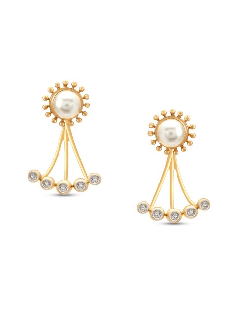 

Mia by Tanishq 14KT Gold Precious Earrings with Diamonds & Pearls