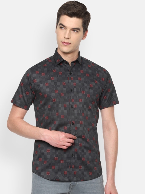 

V Dot Men Grey Slim Fit Opaque Printed Casual Shirt