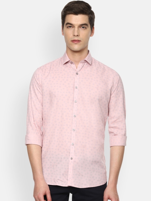 

V Dot Men Peach-Coloured Slim Fit Opaque Printed Casual Shirt