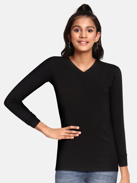 

UTH by Roadster Girls Black Solid V-Neck T-shirt