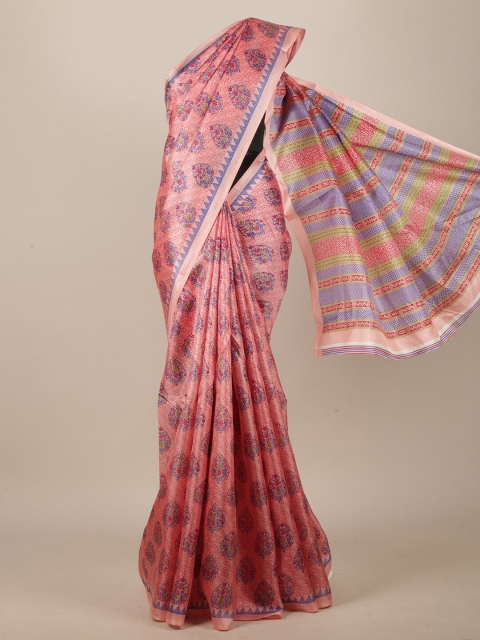 

Pothys Pink Cotton Blend Ethnic Motifs Printed Saree