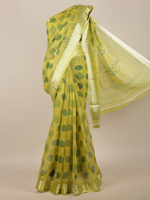

Pothys Green Cotton Blend Geometric Printed Saree