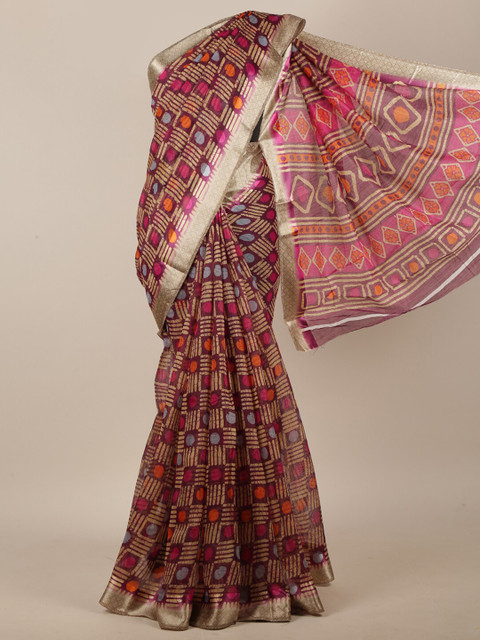 

Pothys Multi-Coloured Cotton Blend Geometric Printed Saree