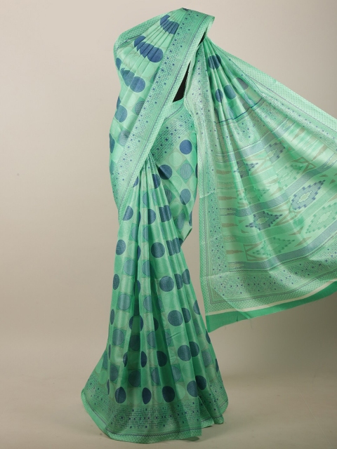 

Pothys Green & Blue Cotton Blend Geometric Printed Saree
