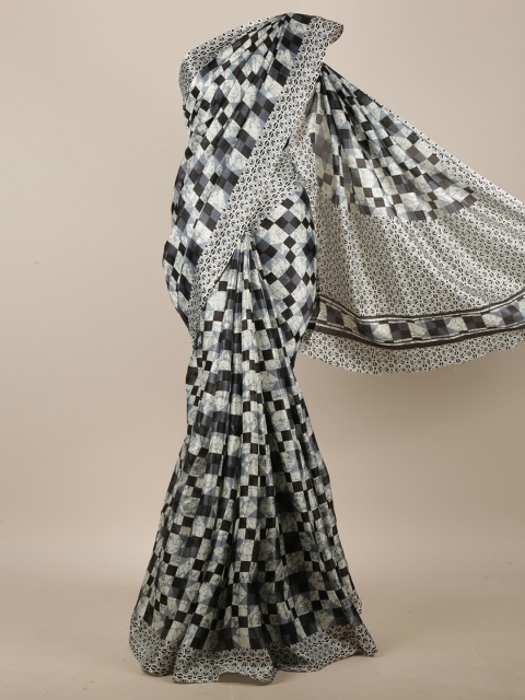

Pothys Grey & White Cotton Blend Geometric Printed Saree