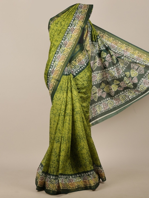 

Pothys Green & White Batik Saree