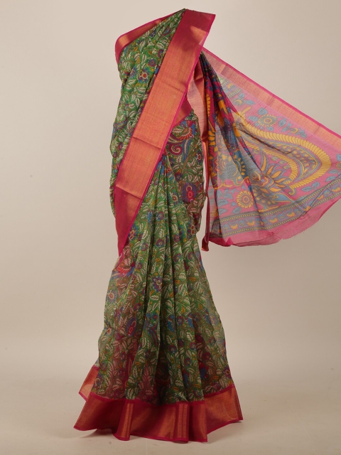 

Pothys Green & Pink Floral Saree