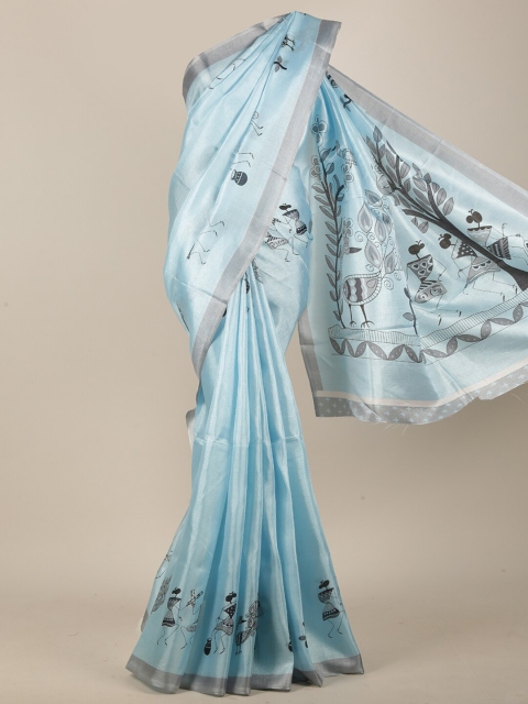 

Pothys Blue & Grey Warli Saree