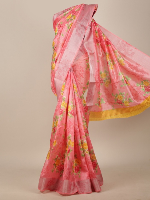 

Pothys Pink & Yellow Floral Saree