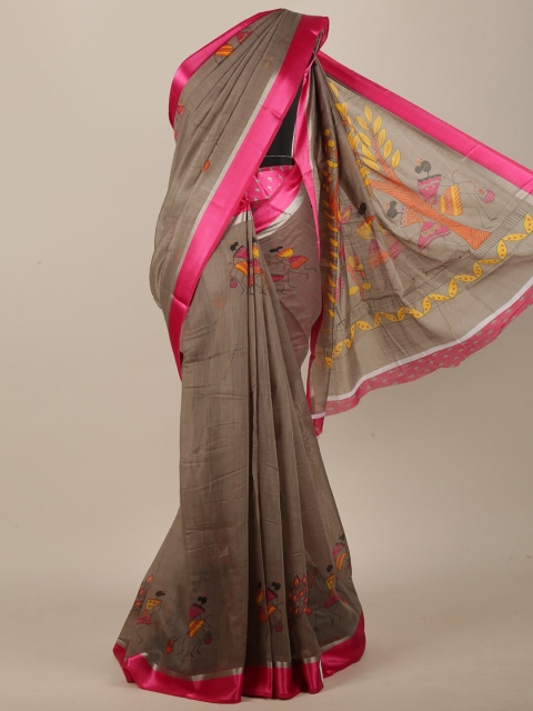 

Pothys Taupe & Pink Warli Saree