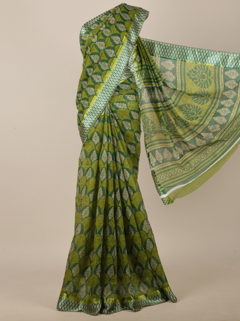

Pothys Green & Cream-Coloured Ethnic Motifs Saree