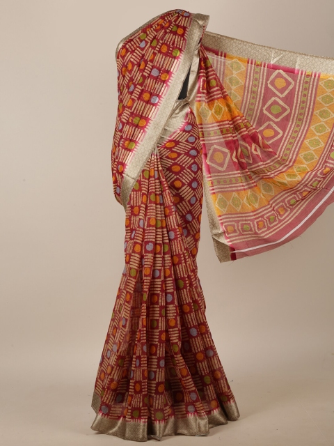 

Pothys Maroon & Cream-Coloured Batik Saree