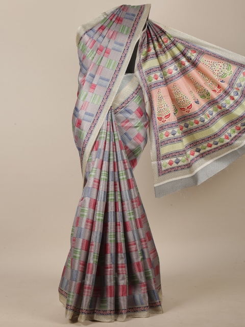 

Pothys Grey & Blue Saree