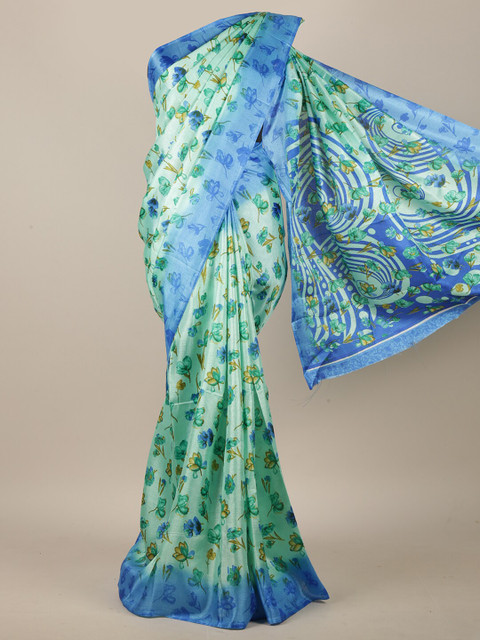 

Pothys Green & Blue Floral Saree