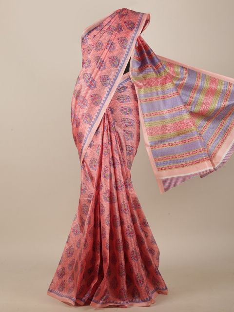 

Pothys Pink & Blue Floral Saree