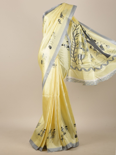 

Pothys Yellow & Grey Warli Saree